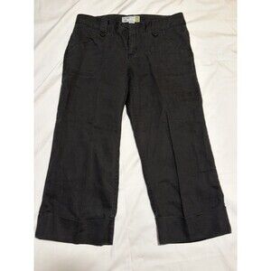 Vintage Old Navy Low Rise Wide Leg Crop 100% Linen Pants Sz 10 Black Y2K Sailor